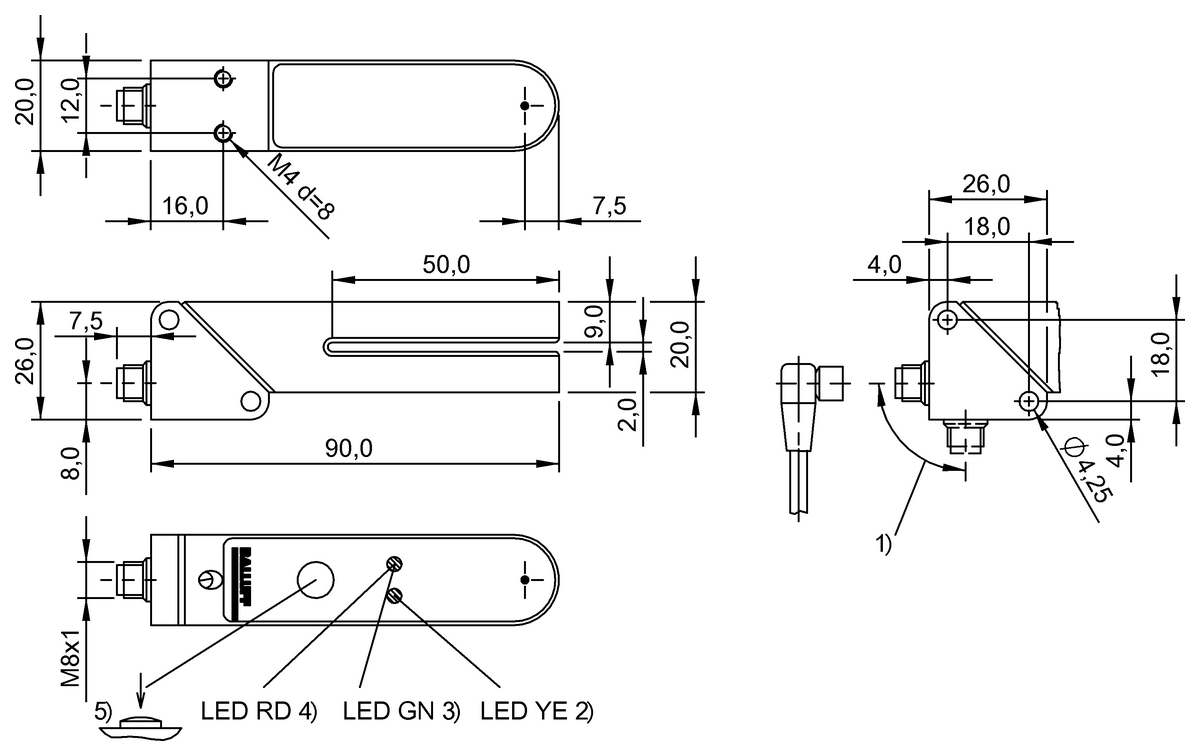 Fork sensors and angle sensors