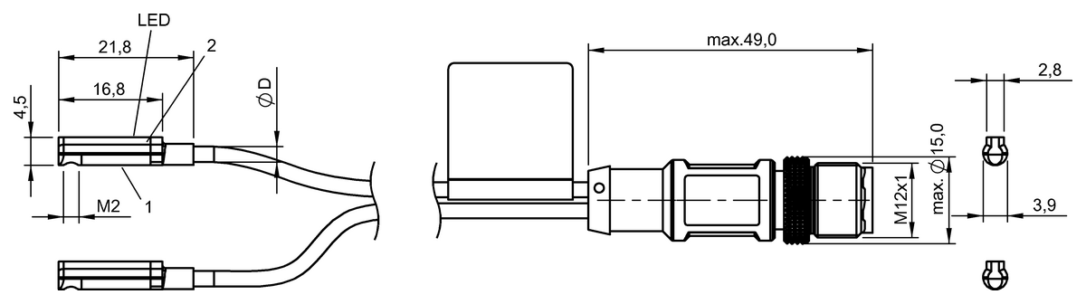 Cylinder sensors for multiple slot shapes