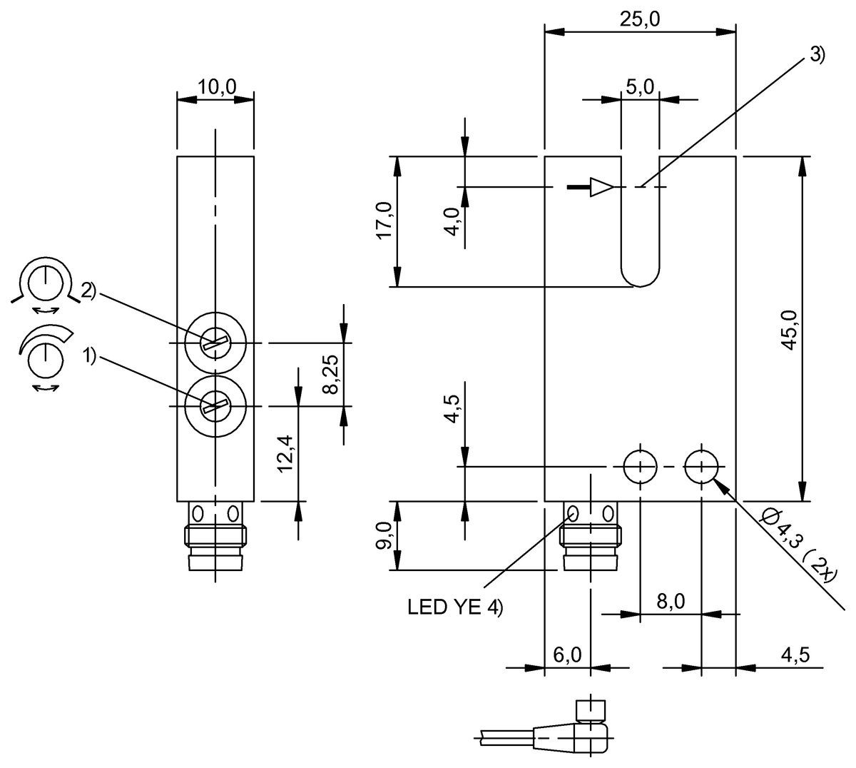 Fork sensors and angle sensors