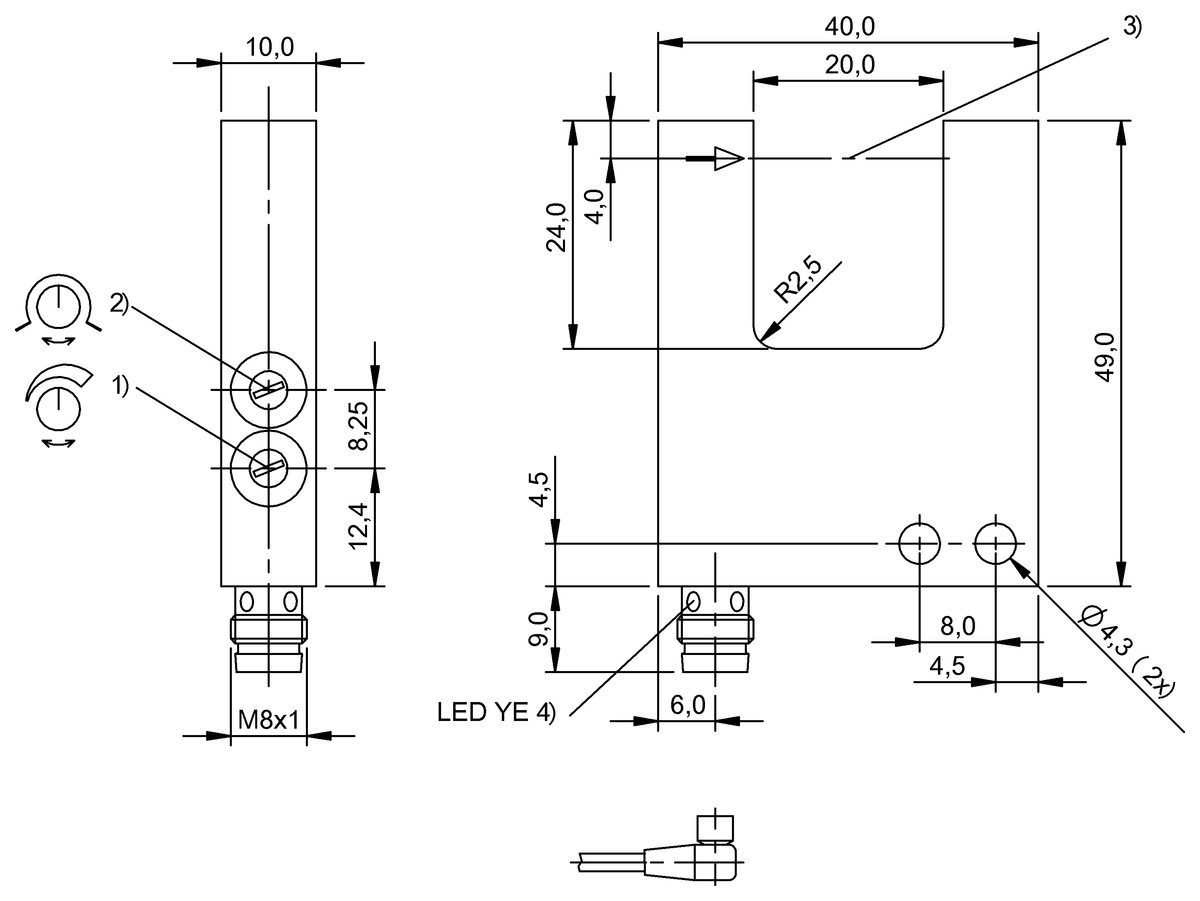 Fork sensors and angle sensors