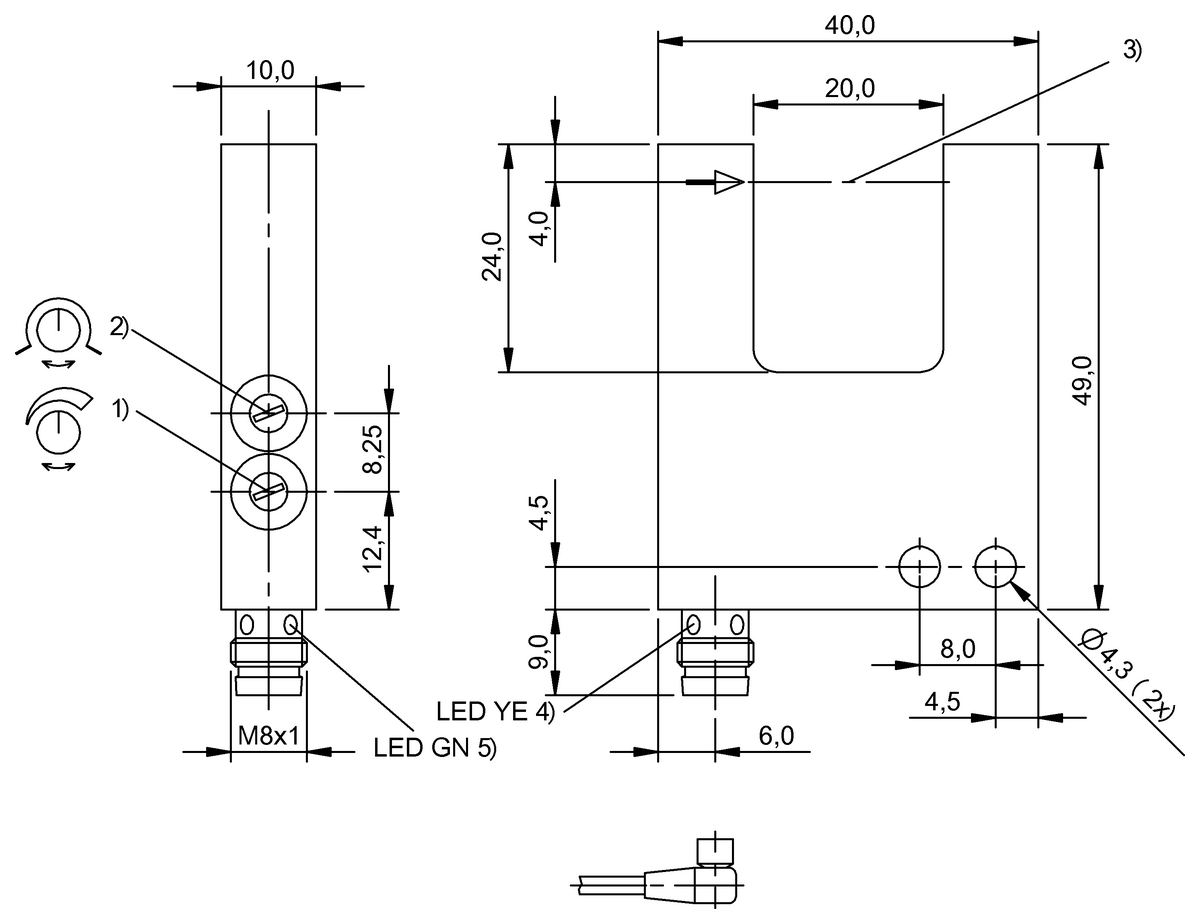 Fork sensors and angle sensors