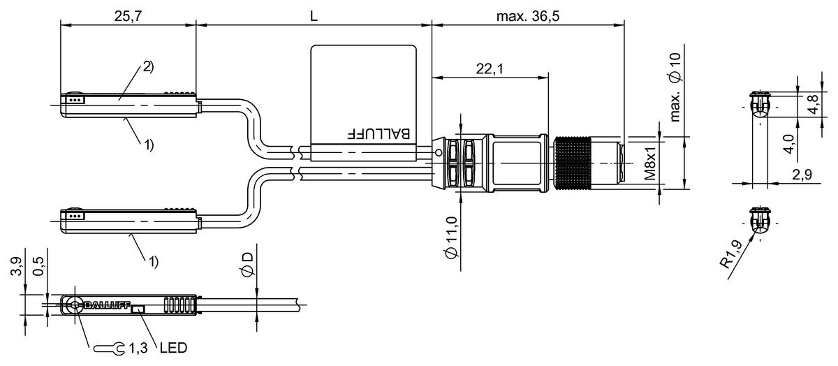 Cylinder sensors for multiple slot shapes