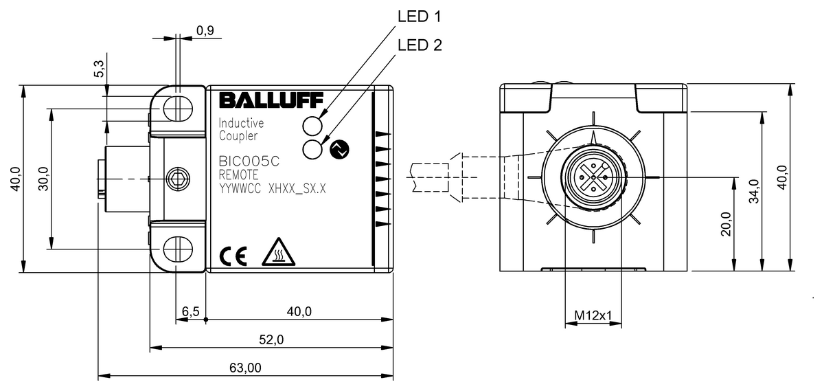 Inductive couplers for contactless energy and signal transmission