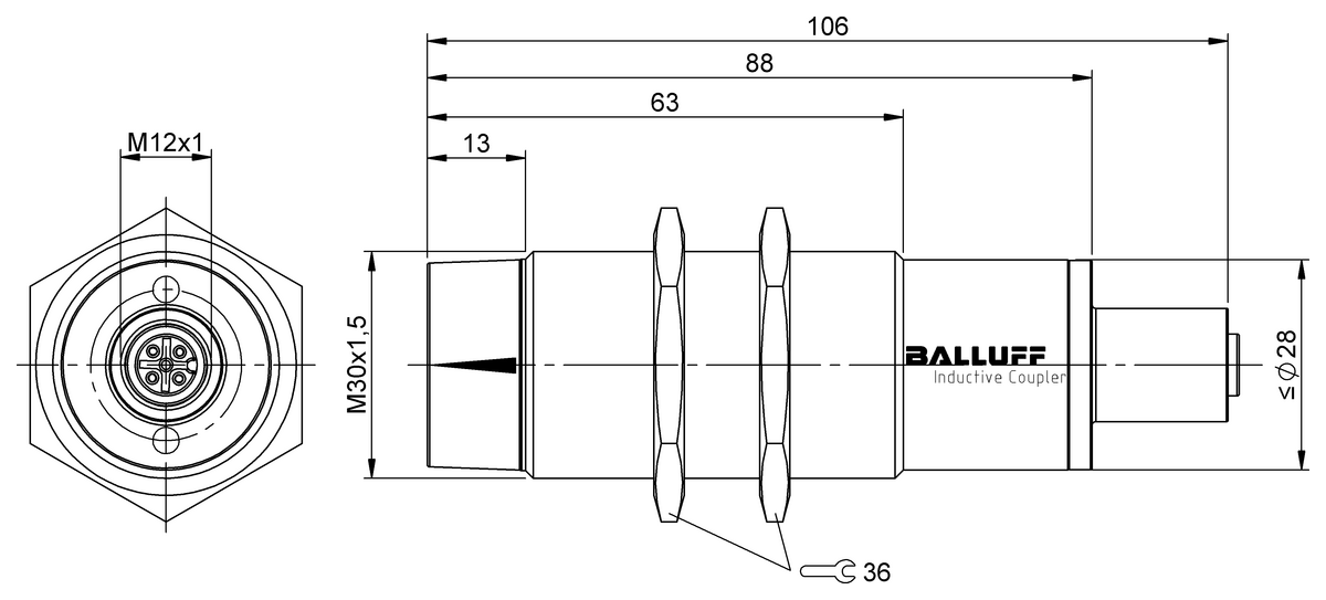 Inductive couplers for contactless energy and signal transmission
