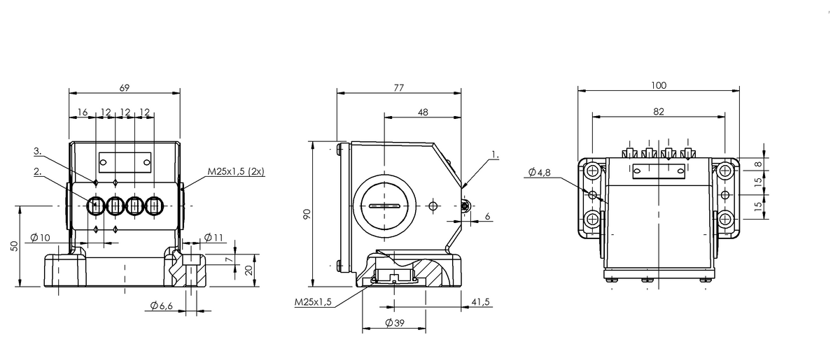Mechanical multiple position limit switches with safety switch positions