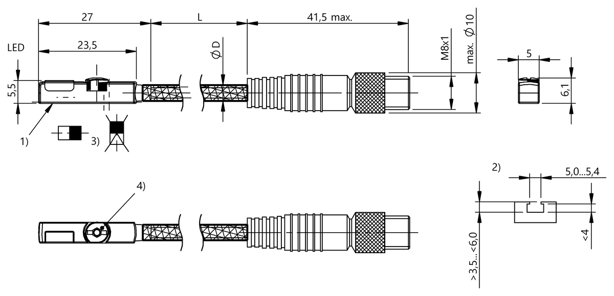 Cylinder sensors for multiple slot shapes