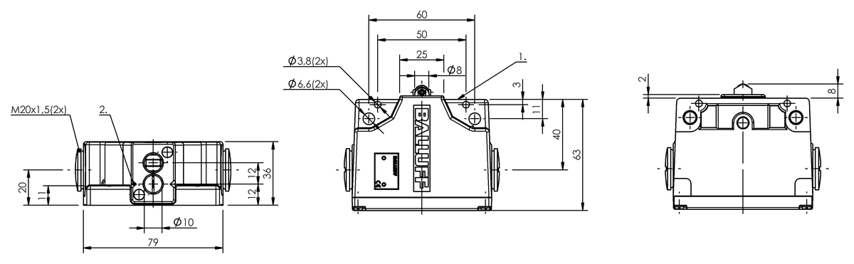 Mechanical multiple position limit switches with safety switch positions