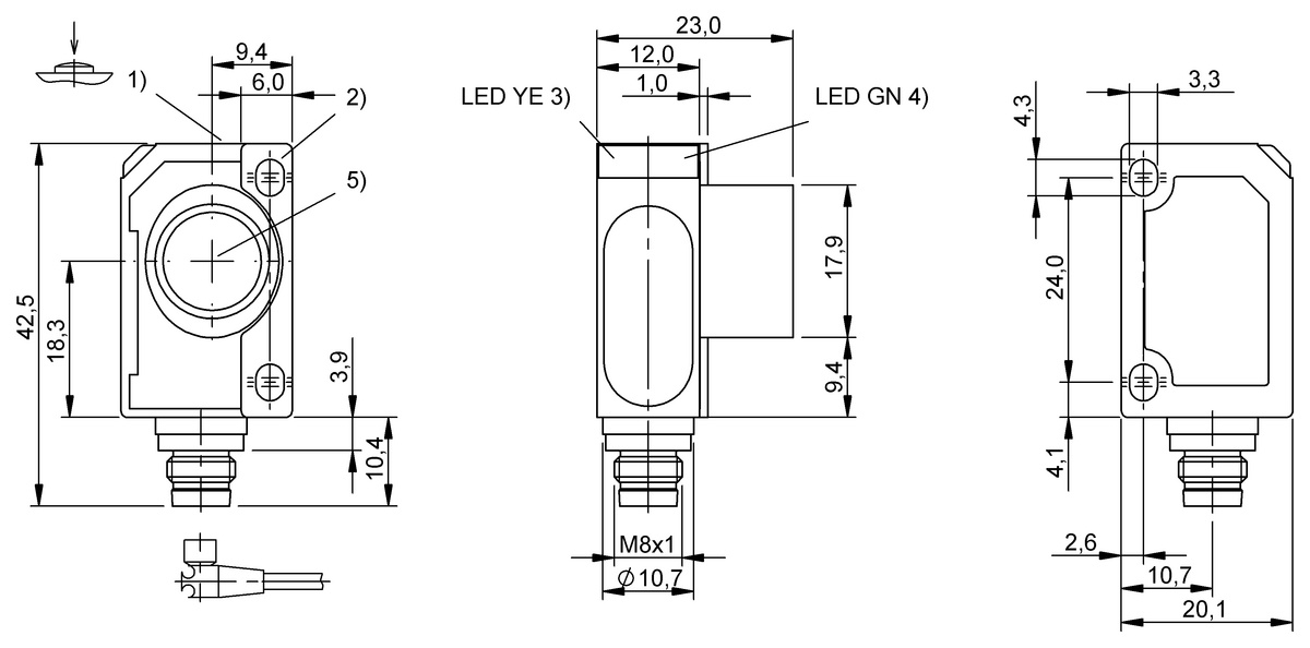 Ultrasonic sensors with analog output or digital output