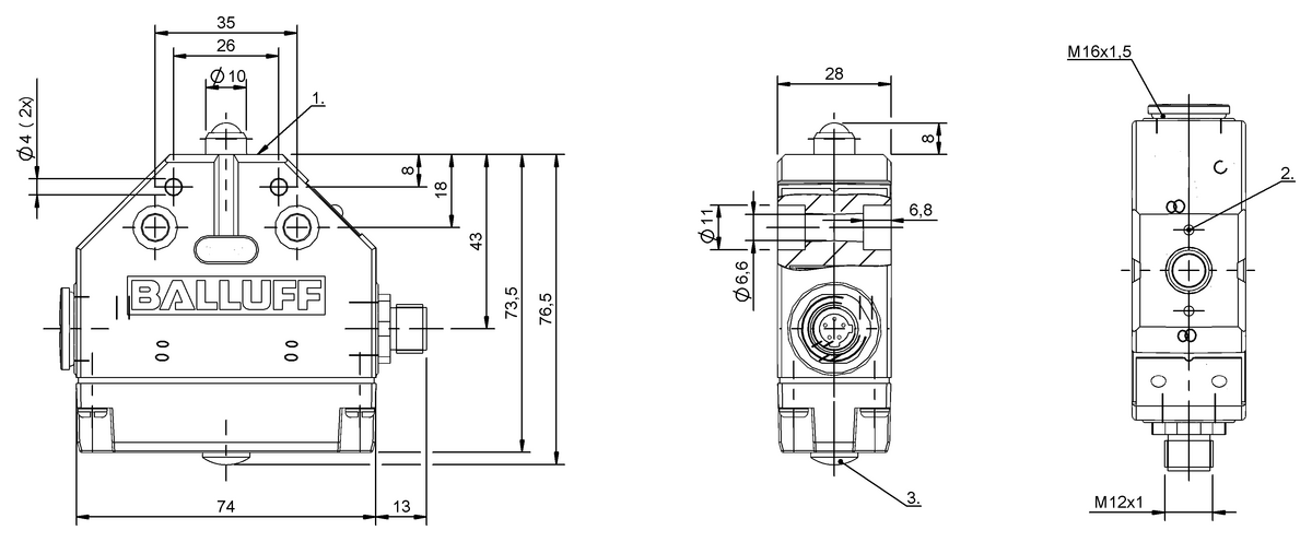 Mechanical single position limit switches with safety switch positions