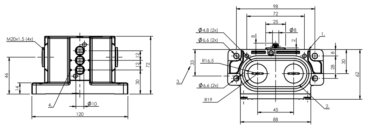Mechanical multiple position limit switches with safety switch positions