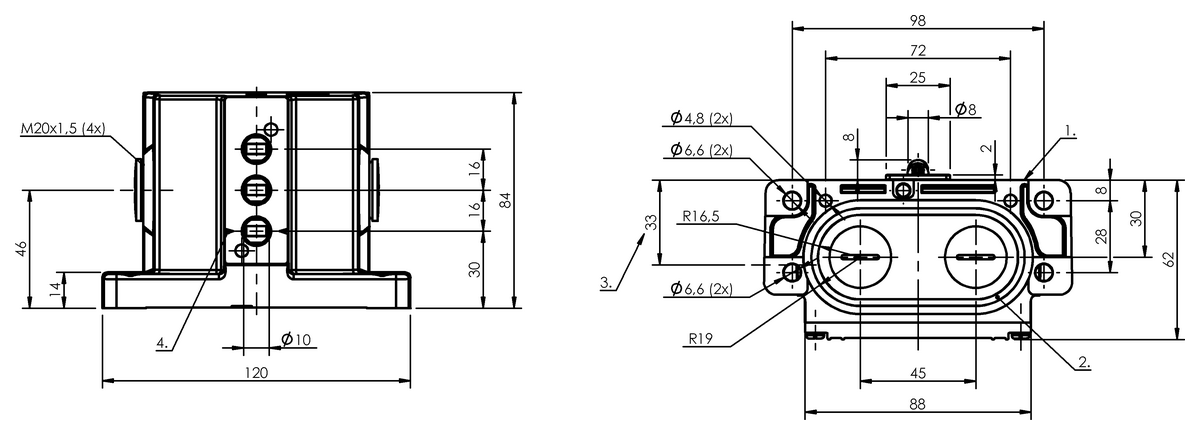 Mechanical multiple position limit switches with safety switch positions