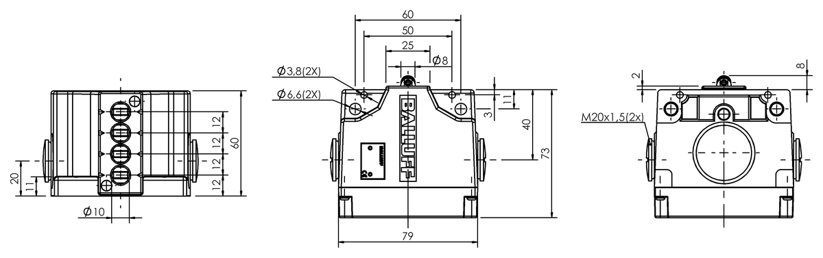 Mechanical multiple position limit switches with safety switch positions