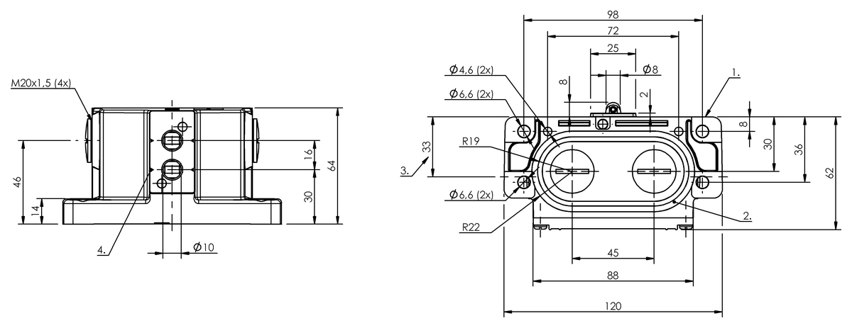 Mechanical multiple position limit switches with safety switch positions