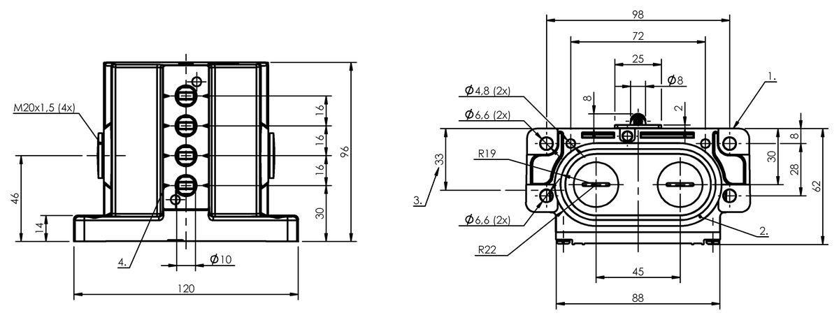 Mechanical multiple position limit switches with safety switch positions