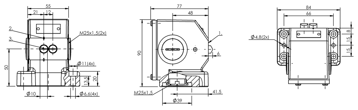 Mechanical multiple position limit switches with safety switch positions