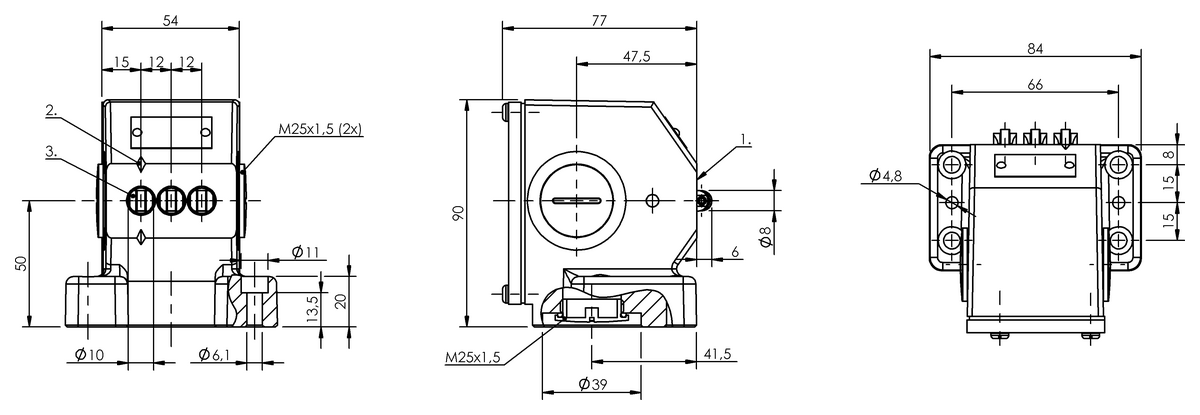 Mechanical multiple position limit switches with safety switch positions