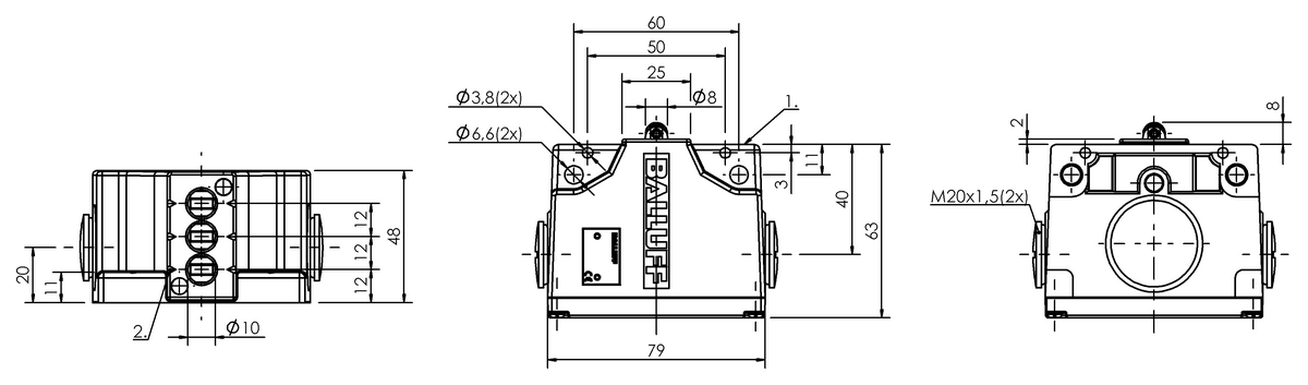 Mechanical multiple position limit switches with safety switch positions