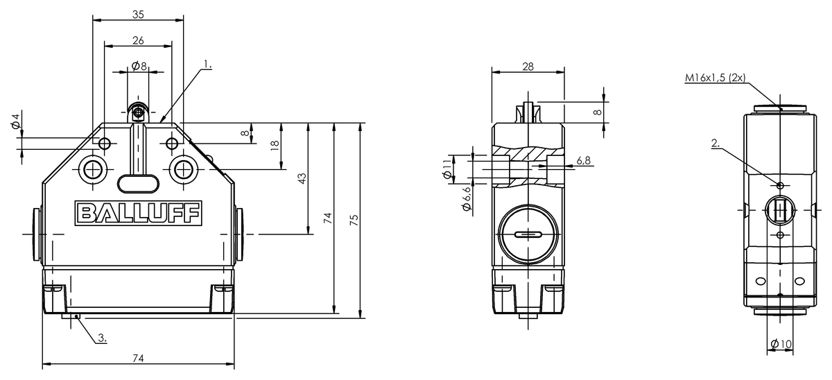 Mechanical single position limit switches with safety switch positions