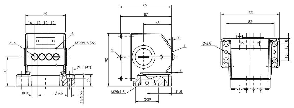 Mechanical multiple position limit switches with safety switch positions