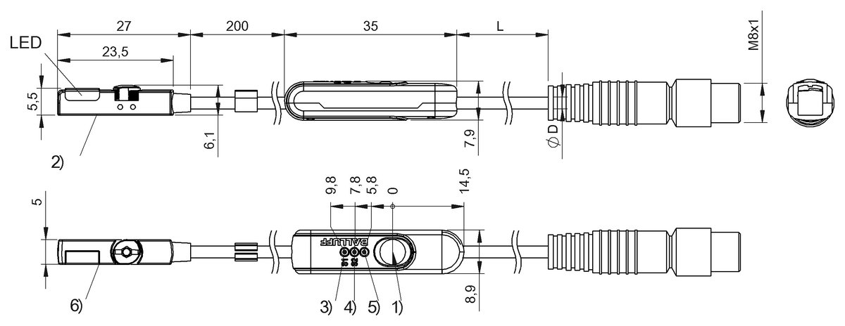 Cylinder sensors for multiple slot shapes