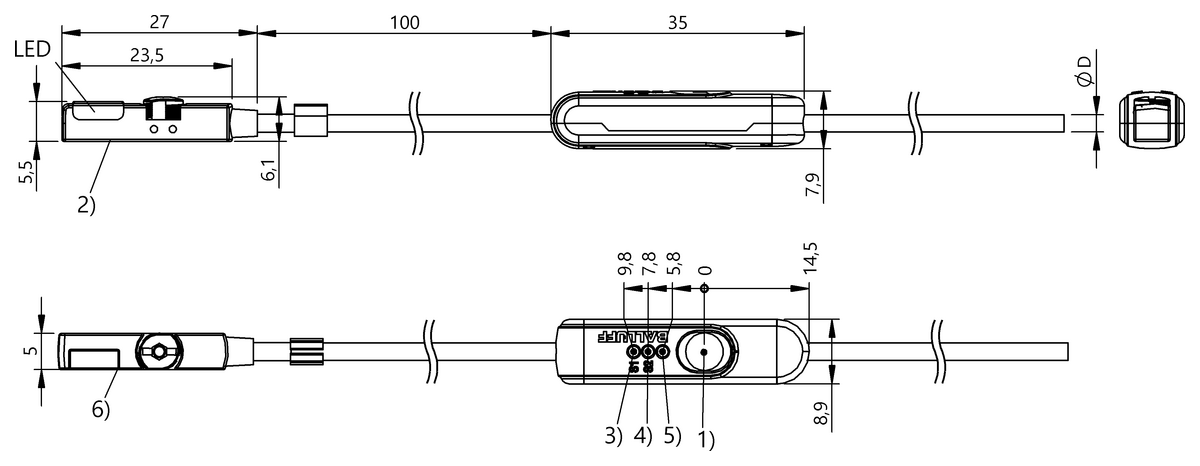 Cylinder sensors for multiple slot shapes