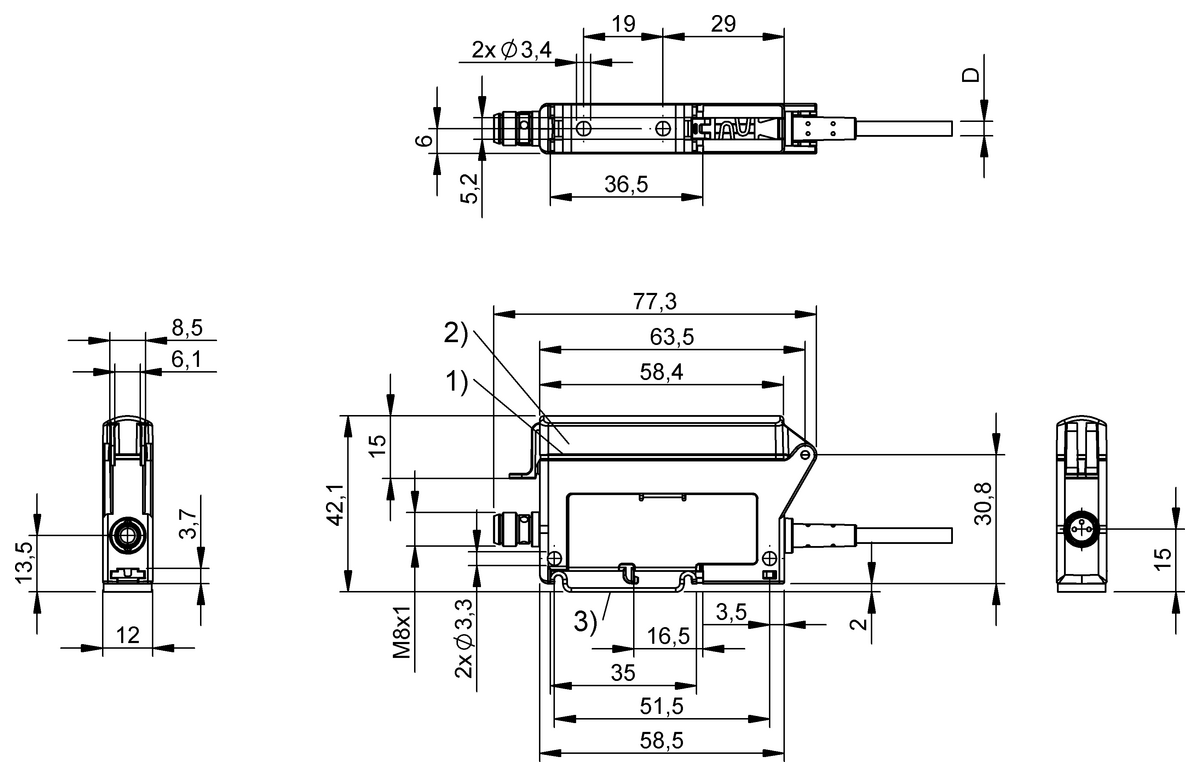 Micromote - Amplifier for optical sensor heads