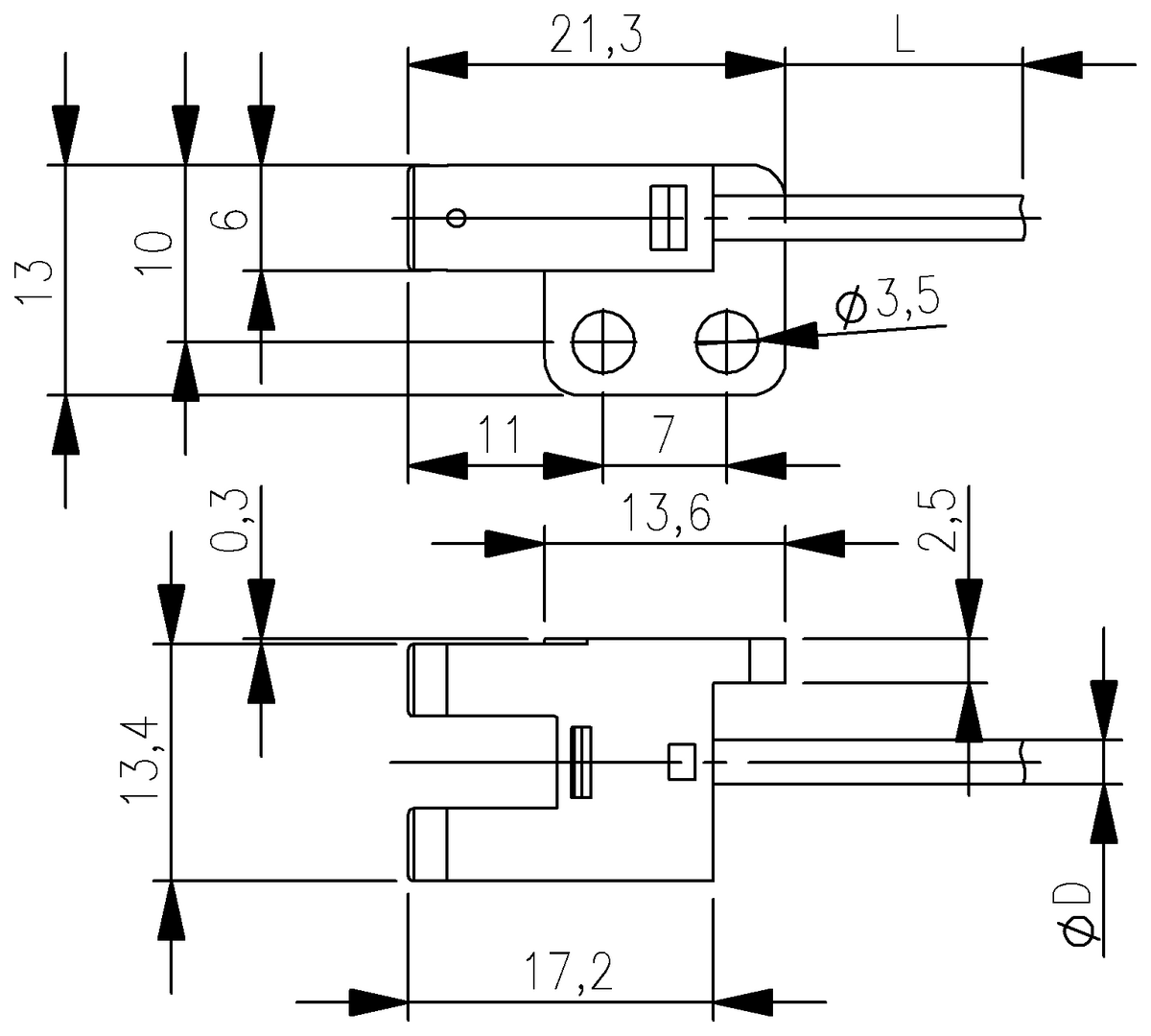 Fork sensors plastic