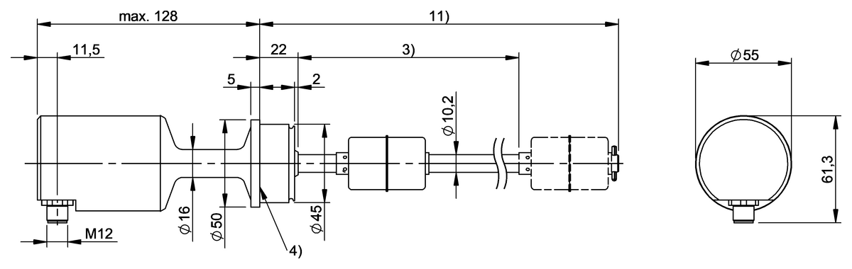 Magnetostrictive linear position sensors for fill level measurement