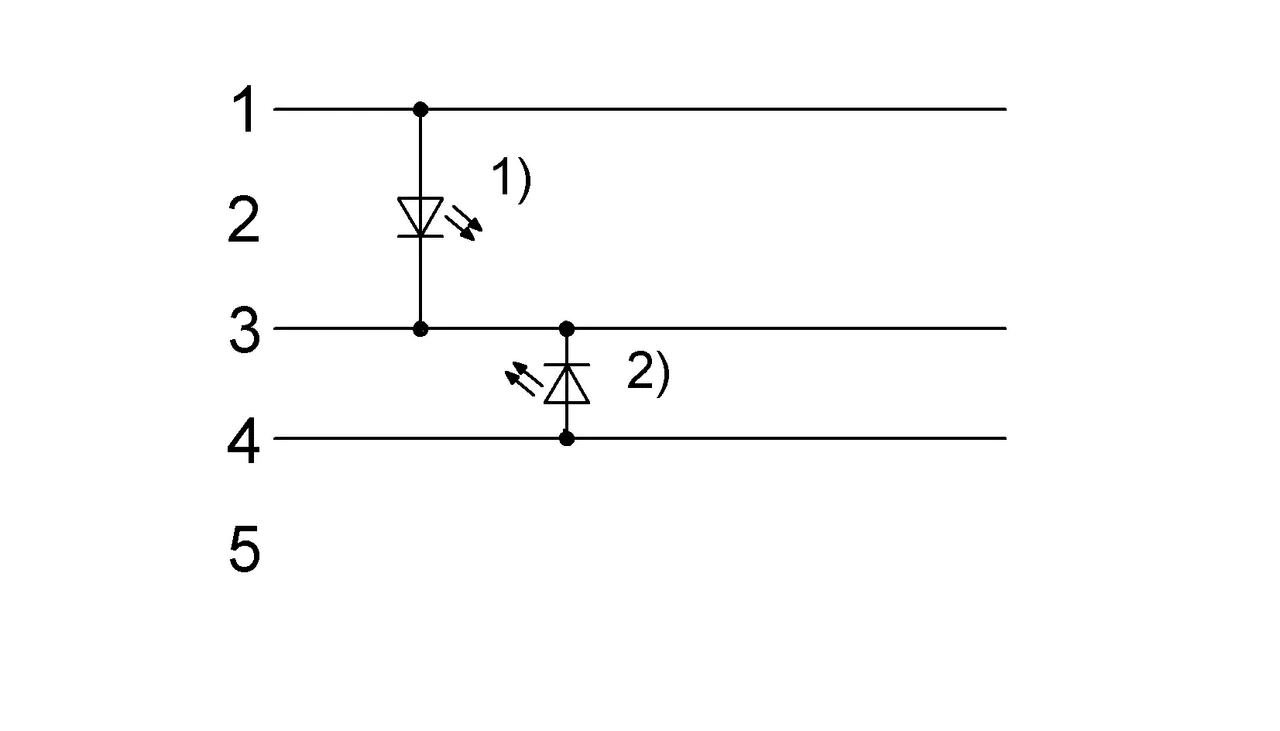 1) LED绿色 = 运行显示 2) LED黄色 = 功能