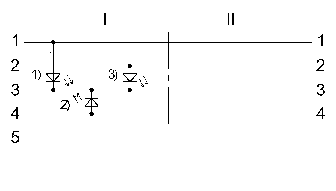 1) Green LED = Power 2) Yellow LED = Function 3) LED white = Function
