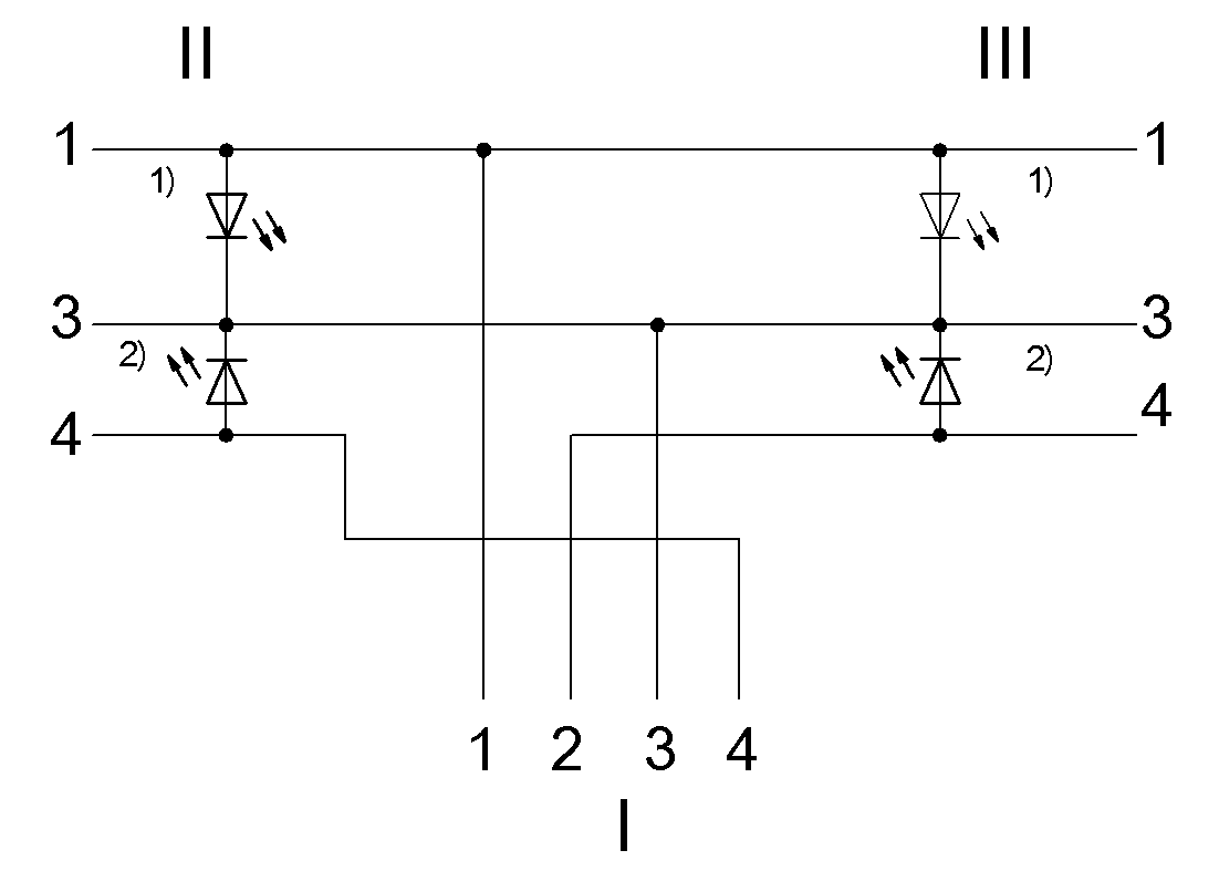 1) LED绿色 = 运行显示 2) LED黄色 = 功能